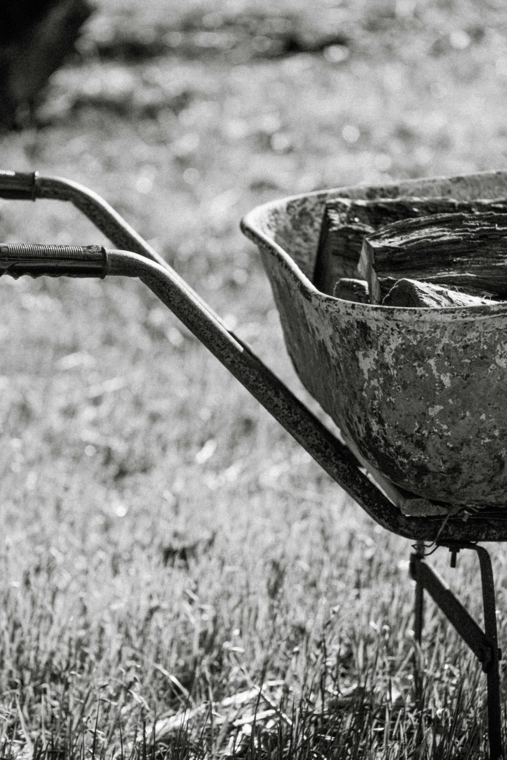 Gartenbau_Rheinmünster_Schubkarre Schubkarre mit Erde auf Baustelle – Gartenarbeit in Rheinmünster